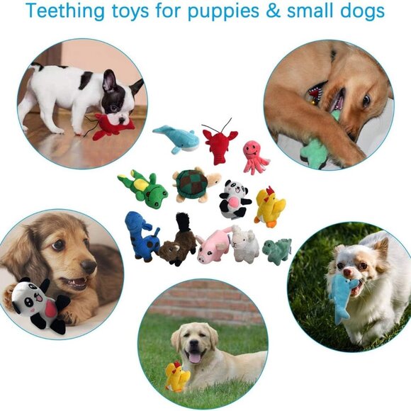 Squeaky Plush Dog Toy Pack for Puppy, Small Stuffed Puppy Chew Toys 12 Dog Toys - Picture 5 of 9